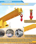 Heavy Duty Forklift Jib Boom Crane With Fully Adjustable Telescopic Arm And Pivoting Chain Hoist Hook Smooth Rigging For The Daily Grind built different for warehouse moves, showing advanced hook.