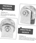Cast-iron groove wheel garage door roller with bracket; front and side views