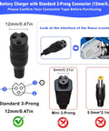Diagram of 24V Electric Dirt Bike Charger For MX Series with standard 3-prong connector and compatibility details.