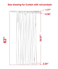 Size diagram of Room Darkening Blackout Window Curtains With Rod Pocket And Tie Back, 52 By 63 Inches, Light Gray, Set Of 2, 100 Percent Blackout For Total Privacy, Sunlight Blocking, UV Blocking, Noise Reduction, Energy Saving Insulation, Easy Care Machine Washable