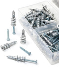 Drywall Anchor Kit With Self Drilling Screws DIY Friendly Zinc Alloy Wall Fasteners Yellow Zinc Plated Carbon Steel Rust Resistant Self Tapping Anchors No Prep Install Easy Mount For Shelves Picture Frames And TV Mounts, assorted anchors in box