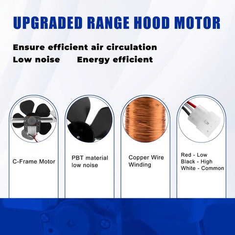 Replacement Range Hood Fan Motor Kit For NuTone LL6300 RL6100 And Similar Hoods With 99080492 Motor Bracket And Blade Display