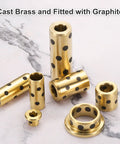 Top Shelf Brass Sleeve Bearings Three Pack Featuring Hella Smooth Graphite Bushings Eight Millimeter Bore By Fifteen Millimeter Diameter Self Lube Design Perfect For Clean Robot Builds And Diy Projects, showcasing various brass bushings with graphite fittings.