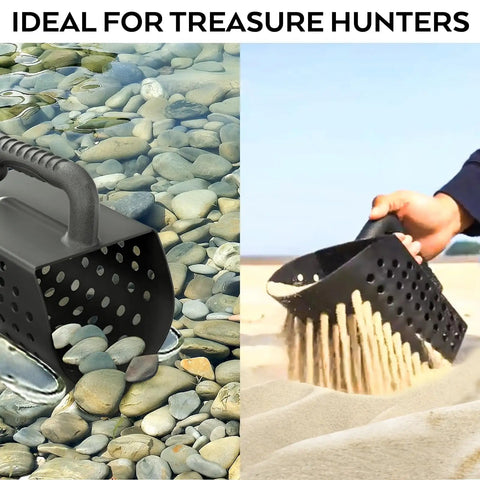 Heavy Duty Black Sand Scoop And Shovel For Metal Detecting Gear Kids And Adults Beach Treasure Hunting Sifter Digging Tool With Mesh Bag Weather Resistant And Rustproof used on beach and riverbed