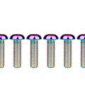 Rainbow Titanium Button Head Bolts M6x20mm Six Pack Made From 6Al4V Grade 5 Titanium Alloy With 1mm Thread Pitch And 4mm Allen Key