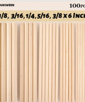 The Real Deal Unfinished Maple Dowel Rods 100 Piece Value Bundle 1/8 to 3/8 diameter, 6 inch long round wood sticks.