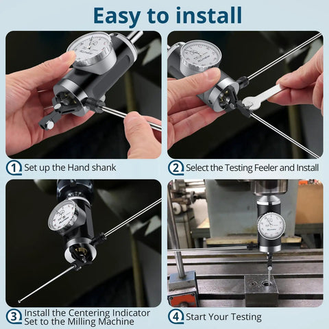 Coaxial Centering Dial Test Indicator Pro Grade For Milling And Boring Machines 0-0.15 In Range With 0.0005 In Resolution Three Eighths Inch Clamping Mounting Shank in use