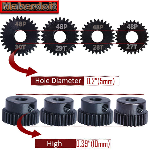 RC Pinion Gear Set 5mm Shaft Bore 48P Pitch Includes 27T 28T 29T 30T For Electric RC Cars And Trucks Upgrade Your Speed Safely