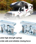 Image of two pack heavy duty zinc alloy screen door catch spring loaded double roller latch stop for trailer RV cabinet shed doors.