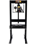 6 Ton Bottle Jack Shop Press With Gauge For Bending Straightening And Pressing Parts Like Bearings U Joints Bushings Ball Joints And Pulleys In Auto Shop Or Garage Pro Grade Heavy Duty shown from the front view.