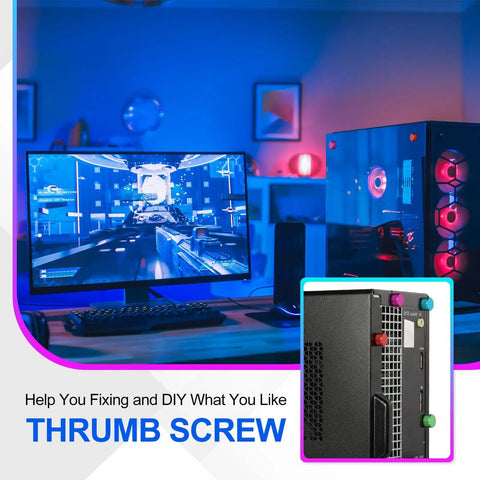 M3x12mm Knurled Thumb Screws Set Aluminum Alloy Flat Knurled Head 10 Pack Orange For PC Case Computer Case PCI Slots Power Supplies Hard Drives Grip Fasteners installed on computer case