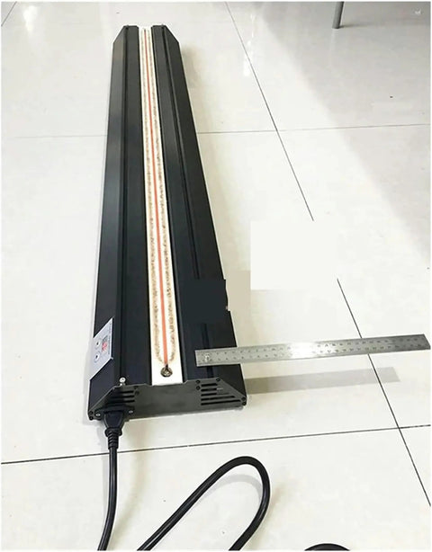 No Fuss Plug And Play Acrylic Heat Bender For Pvc Sheets Pro Grade Metal Bending Tool on white surface with measuring ruler.