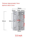 Diagram of 10 Pack 3.5 Inch Square Stainless Steel Folding Butt Door Hinges with dimensions for DIY home furniture hardware.