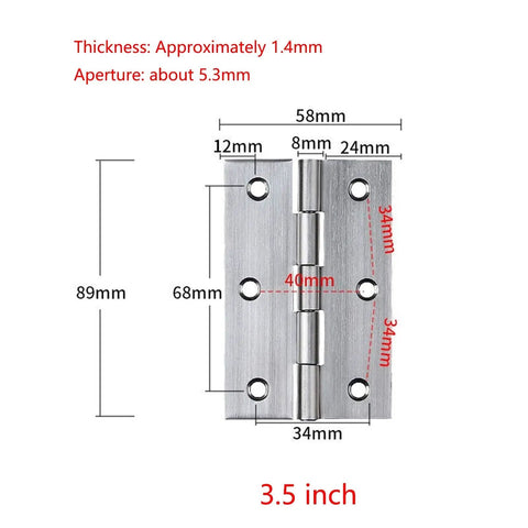 Diagram of 10 Pack 3.5 Inch Square Stainless Steel Folding Butt Door Hinges with dimensions for DIY home furniture hardware.