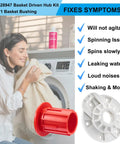 Washer Basket Driven Hub Kit With Bushing Assembly For Whirlpool Maytag Kenmore Washers Replacement W10528947 52719 AP5665171 2684908 Easy Install Ready To Roll, red hub and white bushing