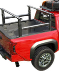Ladder Rack With Side Bars For Trucks 800 Lb Capacity Fits Toyota Tacoma And Jeep Gladiator Heavy Duty Roof Mount Adjustable Height And Length Ideal For Tools And Gear on red truck