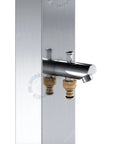 Marine Grade 316 Stainless Outdoor Shower Panel That Will Not Rust Built For Pools Backyards Beach Houses And Resorts Hot And Cold Water Connections Wall Mount Or Freestanding Installations UPC Registered