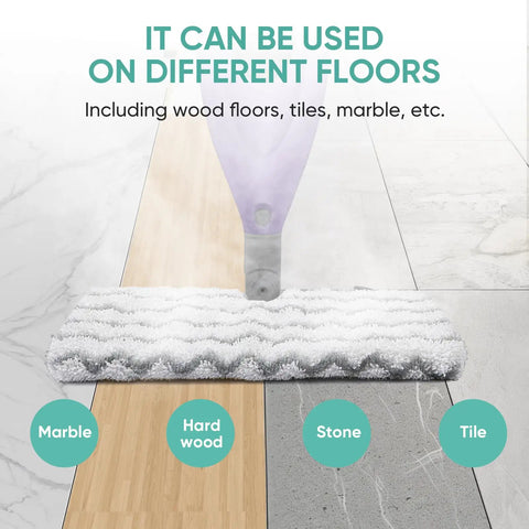 4 Pack Washable Steam Pocket Mop Pads For Shark S3500 Series shown cleaning various floor types