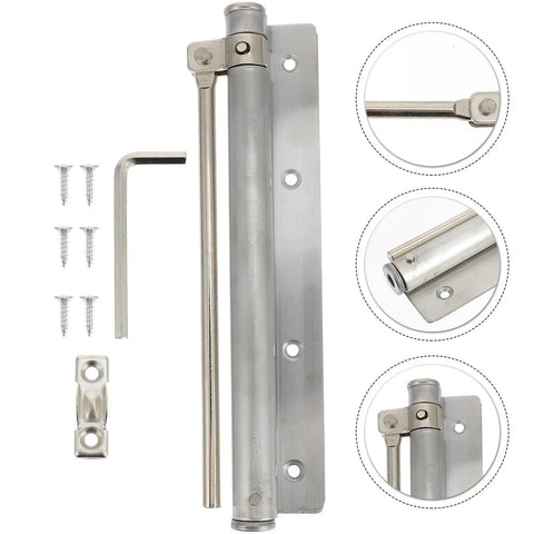 Automatic Stainless Steel Door Closer With Adjustable Tension And Quiet Spring Buffer, installation hardware included