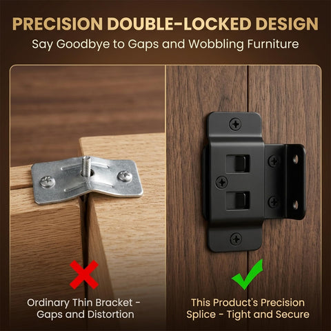 Comparison of ordinary bracket versus Heavy Duty 2 In 1 Quick Fitting Furniture Corner Bracket Made From Cold Rolled Steel