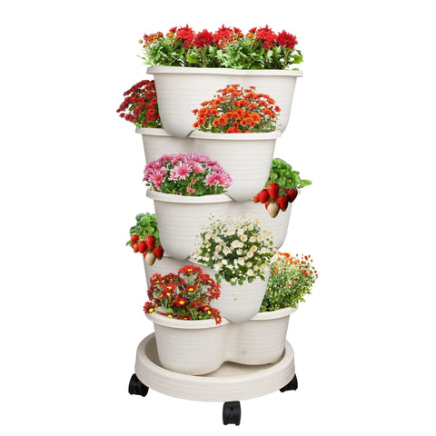 5 Tier Stackable Garden Tower Strawberry Planter For Flowers Vegetables Herbs And Succulents A Vertical Garden Dream to Grow