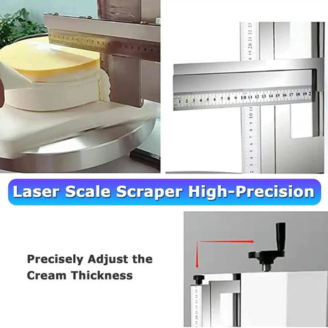 Automatic Electric Cream Spreader For Cake Decorating And Frosting Smoothing with adjustable laser scale for precise cream thickness.