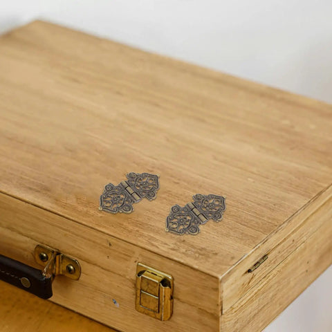 Retro Bronze Decorative Hinges Set Smooth Opening and Closing Zinc Alloy Hardware on Wooden Box
