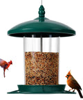 Chew Proof Metal Bird Feeder For Outdoors Hanging Built Tough As Nails With 3 Lb Seed Capacity Easy To Fill And Clean 360 Degree Feeding Weatherproof Roof For Gardens And Wild Birds Green with birds