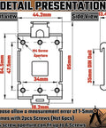 Diagram showing dimensions of 35Mm DIN Rail Mount Kit with clamp and screws for solid state relays installation.