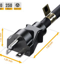 Close-up of 10-Foot NEMA 6-20P Extension Cord 20A 250V 12 AWG Heavy Duty With Red Indicator Light For Air Conditioners connector