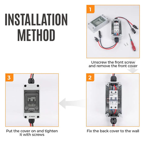 Installation tutorial for Heavy Duty Solar Panel Disconnect Switch For 1000V DC And AC 60A Outdoor PV Disconnect IP65 Rated Mini Circuit Breaker.