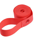 Red PVC Rim Tape For 700C 27 Inch Bike Wheels, rolled view, showing texture and design for rim liner strip protection.