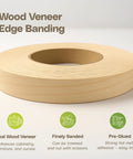 Birch Edge Banding Tape 0.75 Inch By 250 Foot Roll Pre Glued Iron On Wood Veneer With Hot Melt Adhesive Smooth Sanded Finish