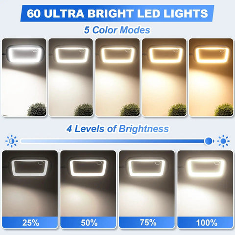 Ultra Large Magnifying Glass With Light And Stand For Reading And Crafts, LED color modes and brightness levels display