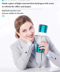 Woman using Portable Hydrogen Water Bottle USB Rechargeable H2 Generator Delivers 6000PPB Hydrogen For Alkaline Hydration