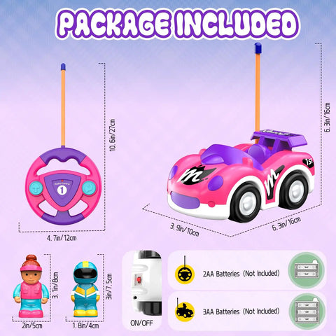 Toddler Friendly Remote Control Car For Girls Aged 2 To 4 Simple Two Button RC Vehicle With Lights And Music Kiddo Approved