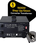 Beefy 1500W Voltage Converter Transformer For 110V To 220V And 220V To 110V Heavy Duty Step Up Down With Circuit Breaker Protection shown