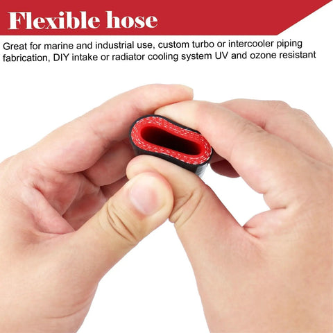 Hands holding Four Ply Reinforced Silicone Coolant Cap Vacuum Hose Plug With Clamp for Intercooler Intake Turbo Bypass Valve Heater Core Leak Repair