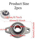 2 Pack KFL000 15mm Pillow Block Flange Bearing Self Aligning Mounted Zinc Aluminum Alloy Bearing for Linear Shaft Support in Machinery, Power Equipment and DIY Projects, size diagram 65x41x18mm