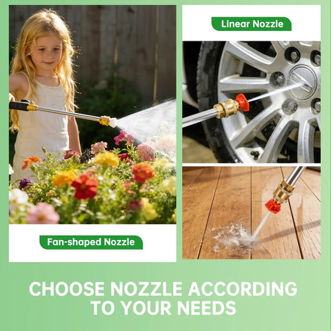 Hydro Jet High Pressure Hose Nozzle For Garden Hose With Power Washer Wand Includes 2 Nozzles Fan And Linear And Quick Connectors