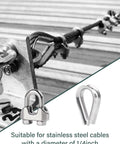 One Quarter Inch M6 Wire Rope Clamp Kit with twelve clamps and ten thimbles 304 stainless steel rigging on cable
