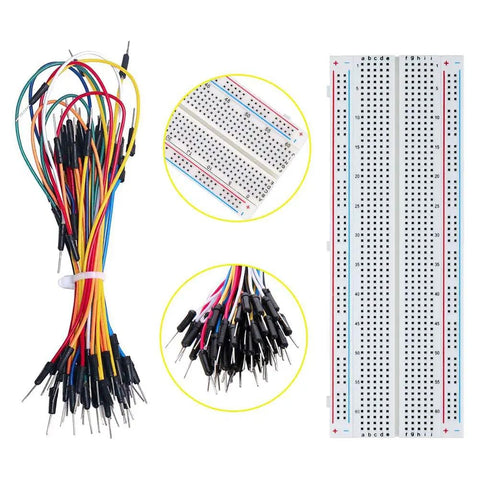 Raspberry Pi GPIO Breakout Starter Kit With 830 Tie Point Solderless Breadboard, 40pin Rainbow Ribbon Cable, And 65 Jumper Wires for prototyping
