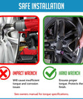 Safe installation instructions with impact wrench and hand wrench for 20 Pcs M14x1.5 Lug Nuts 1.65 Inch Long Black Finish comparison.