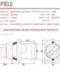 Diagram of Two Pack 22mm Metal Head 3 Position Maintained Selector Switch With 2 Normally Open Contacts 660VAC 10A Rating.