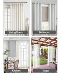 Heavy Duty Wood Look Curtain Rods For Windows 48 To 84 Inches With One Inch Diameter And Imitation Wood Grain Finials in living room, bedroom, kitchen, and patio settings
