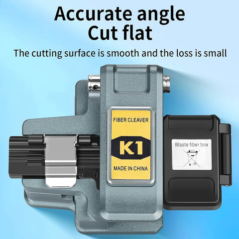 K1 Universal Fiber Cleaver For Fiber Optic Hot Melt And Cold Welding with Built-In Waste Box, front view