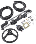 Outboard Boat Steering Kit With 13.5 Inch Aluminum Wheel 18 Foot Hoses And 6.9 MPa 1000 PSI PSI Helm Pump Built Tough For 300HP Boats