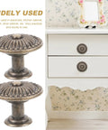 Vintage Round Cabinet Knobs Set Of 10 With Antique Copper Finish Decorative Drawer Handles for kitchen cabinets and dressers