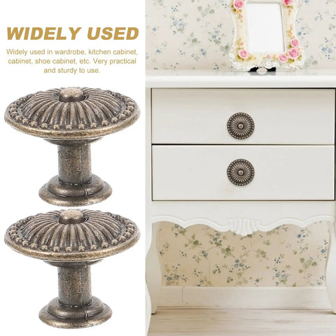 Vintage Round Cabinet Knobs Set Of 10 With Antique Copper Finish Decorative Drawer Handles for kitchen cabinets and dressers