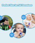 Infographic showing babies using TV Remote Shaped Silicone Teething Toy For Babies 3 to 18 Months BPA Free in various settings.